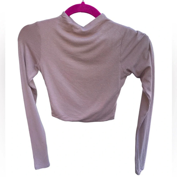 Naked Wardrobe Nude Cowl Neck Long Sleeved Crop Top Womens Size XS - Picture 2 of 2